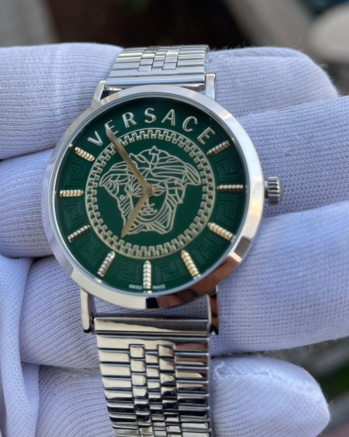 Versace Gümüş Renk Yeşil Kadran Bayan Kol Saati L-808